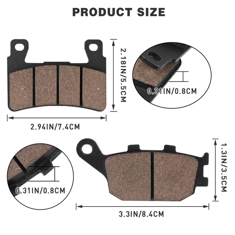 SOLLON Front and Rear Brake Pads for Honda CBR600 RR 2003-2004 CBR 600 F1 F2 F3 F4 F4i F5 F6 Sport 1999-2007 CBR900RR Fireblade 1998-2003 CBR954 RR 2002-2003 CBR929 RR 2000-2001 - Image 5
